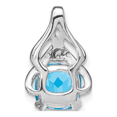 14K White Gold Swiss Blue Topaz & Diamond Slide Pendant – view 4