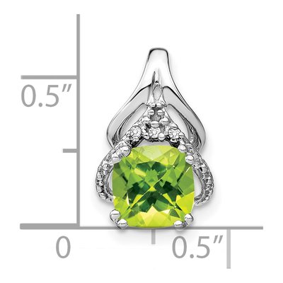 14K White Gold Peridot & Diamond Slide Pendant – view 3