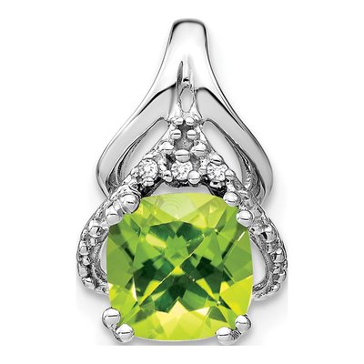 14K White Gold Peridot & Diamond Slide Pendant
