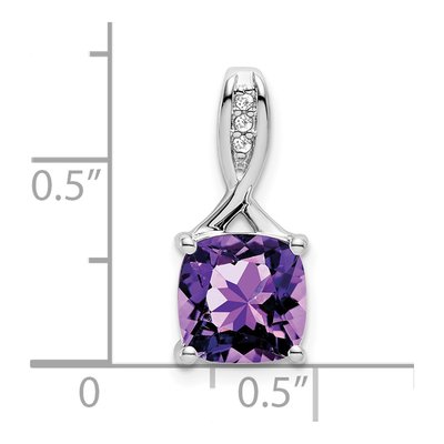 14K White Gold Amethyst & Diamond Cushion Slide Pendant – view 3