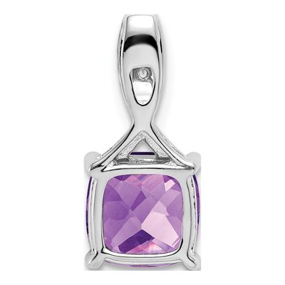 14K White Gold Amethyst & Diamond Cushion Slide Pendant – view 4
