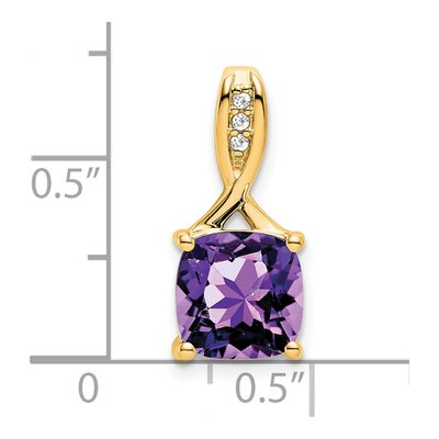 14K Yellow Gold Amethyst & Diamond Slide Pendant – view 4