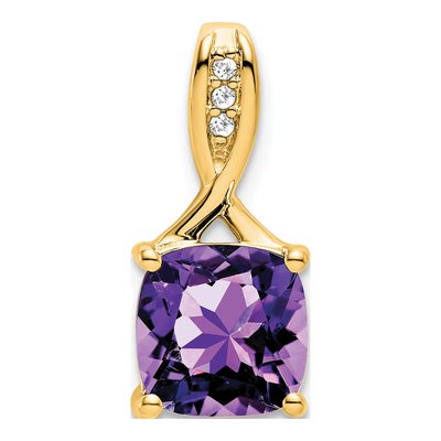 14K Yellow Gold Amethyst & Diamond Slide Pendant