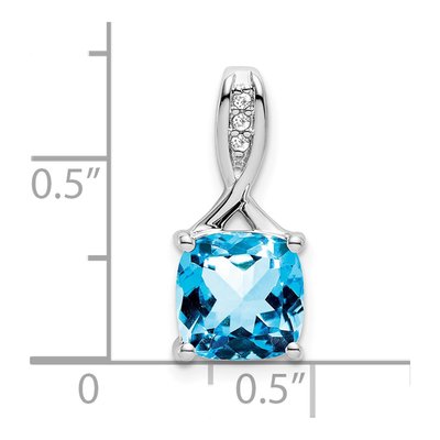 14K White Gold Swiss Blue Topaz & Diamond Slide Pendant – view 4