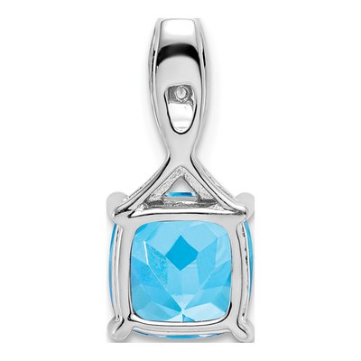 14K White Gold Swiss Blue Topaz & Diamond Slide Pendant – view 5