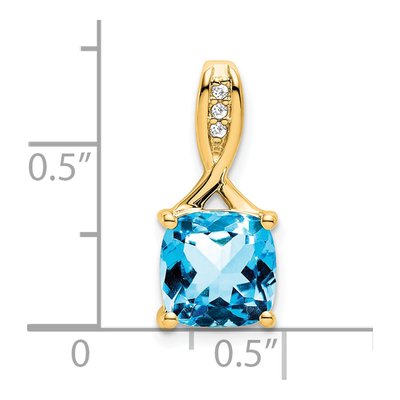 14K Yellow Gold Swiss Blue Topaz & Diamond Slide Pendant – view 3