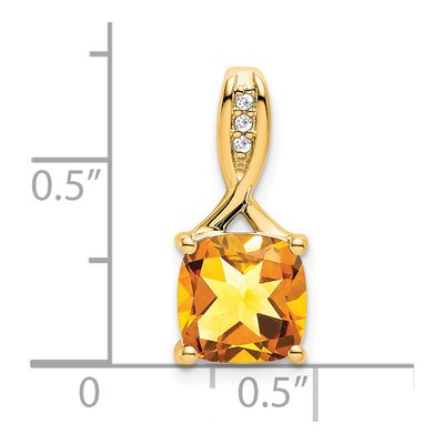 14K Yellow Gold Citrine & Diamond Cushion Slide Pendant – view 3