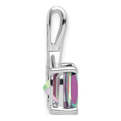 14K White Gold Mystic Fire Topaz & Diamond Cushion Pendant – view 3