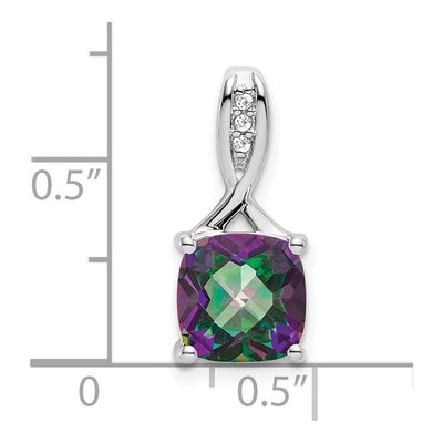 14K White Gold Mystic Fire Topaz & Diamond Cushion Pendant – view 4