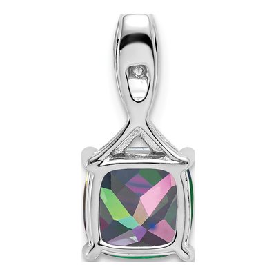 14K White Gold Mystic Fire Topaz & Diamond Cushion Pendant – view 5