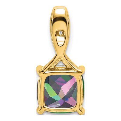 14K Yellow Gold Mystic Fire Topaz & Diamond Cushion Pendant – view 3