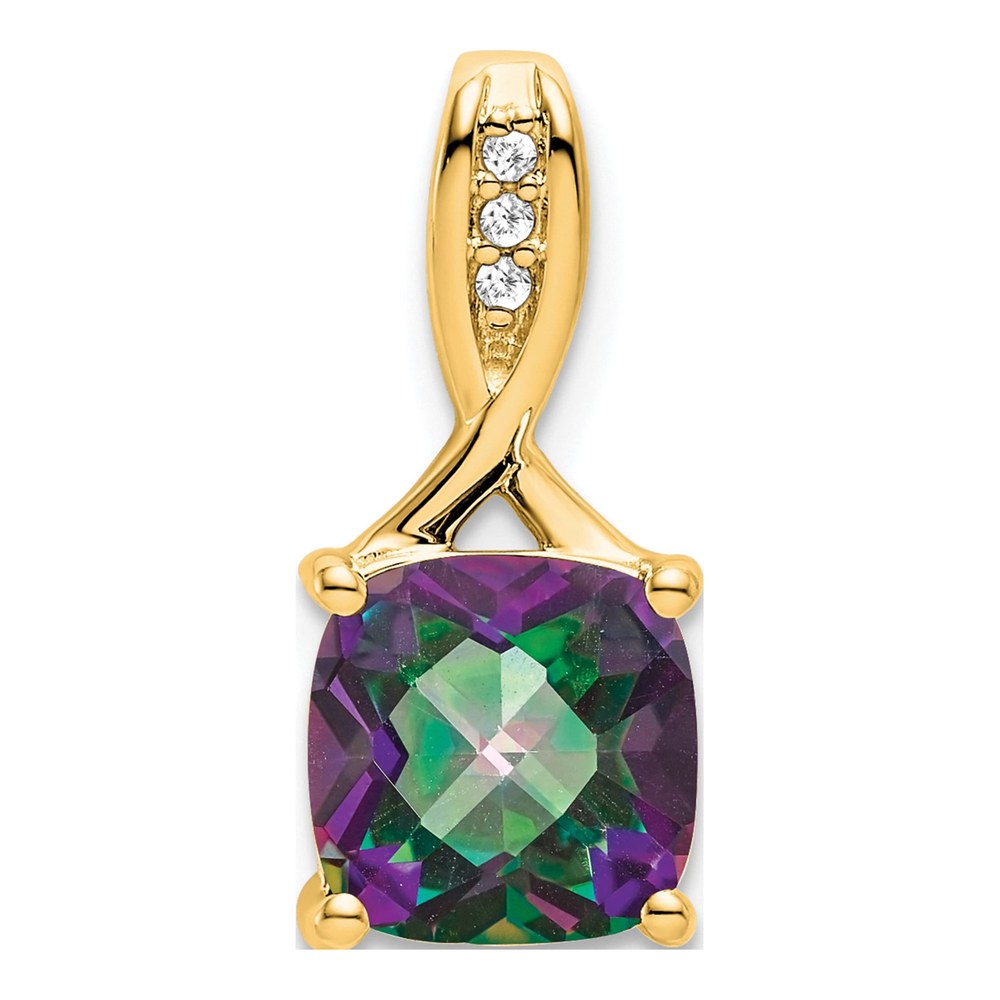 14K Yellow Gold Mystic Fire Topaz & Diamond Pendant