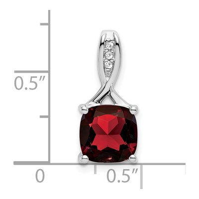 14K White Gold Garnet & Diamond Cushion Slide Pendant – view 3