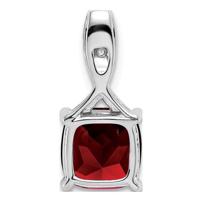 14K White Gold Garnet & Diamond Cushion Slide Pendant – view 4