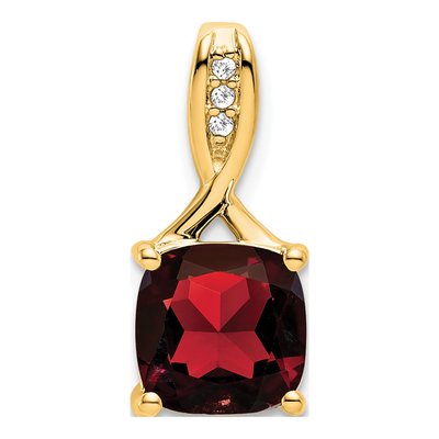 14K Yellow Gold Garnet & Diamond Slide Pendant