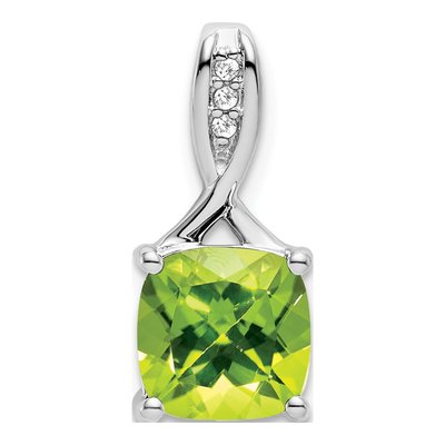 14K White Gold Peridot & Diamond Slide Pendant