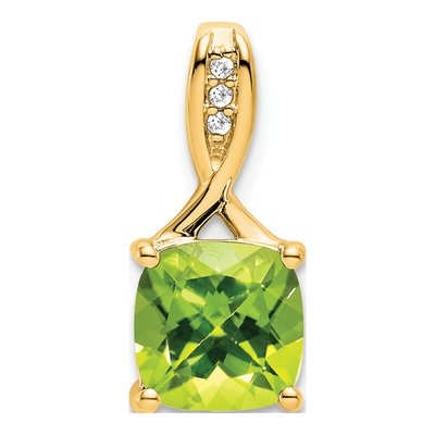14K Yellow Gold Peridot & Diamond Slide Pendant
