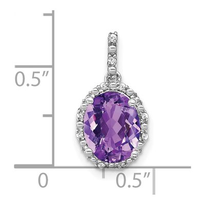 14K White Gold 1/20 ct tw Amethyst & Diamond Oval Halo Pendant – view 4