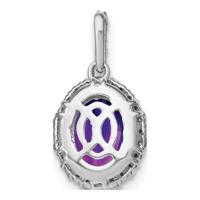14K White Gold 1/20 ct tw Amethyst & Diamond Oval Halo Pendant – view 5