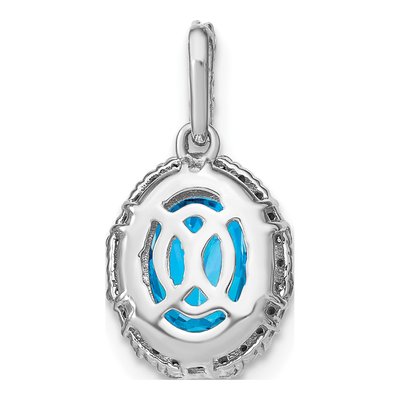 14K White Gold 1/20 ct tw Swiss Blue Topaz & Diamond Oval Halo Pendant – view 5