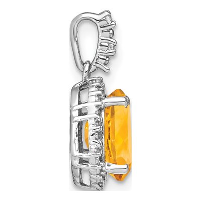 14K White Gold 1/20 ct tw Citrine & Diamond Oval Halo Pendant – view 2