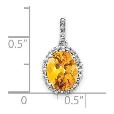 14K White Gold 1/20 ct tw Citrine & Diamond Oval Halo Pendant – view 3