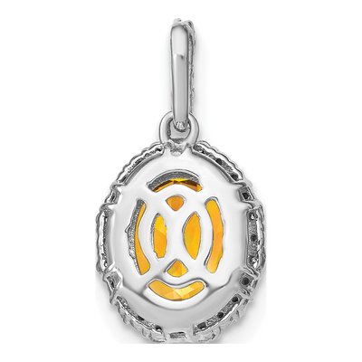 14K White Gold 1/20 ct tw Citrine & Diamond Oval Halo Pendant – view 4