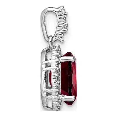 14K White Gold 1/20 ct tw Garnet & Diamond Oval Halo Pendant – view 3