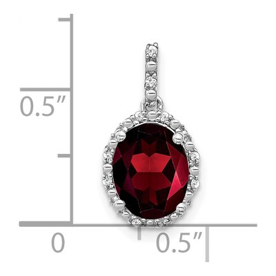14K White Gold 1/20 ct tw Garnet & Diamond Oval Halo Pendant – view 4