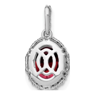 14K White Gold 1/20 ct tw Garnet & Diamond Oval Halo Pendant – view 5