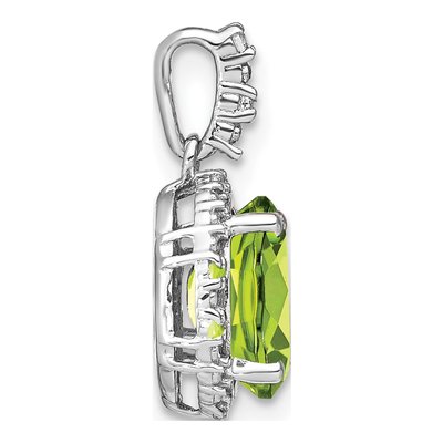 14K White Gold 1/20 ct tw Peridot & Diamond Halo Pendant – view 3