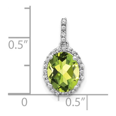 14K White Gold 1/20 ct tw Peridot & Diamond Halo Pendant – view 4