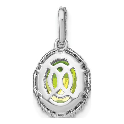 14K White Gold 1/20 ct tw Peridot & Diamond Halo Pendant – view 5