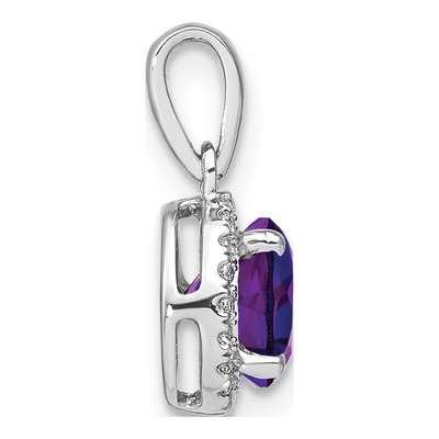 14K White Gold 1/10 ct tw Amethyst & Diamond Halo Pendant – view 3