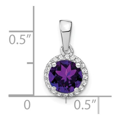 14K White Gold 1/10 ct tw Amethyst & Diamond Halo Pendant – view 4