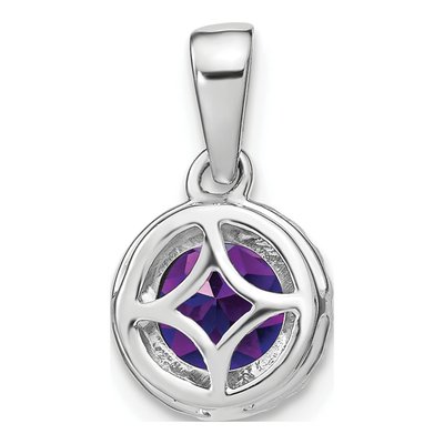 14K White Gold 1/10 ct tw Amethyst & Diamond Halo Pendant – view 5