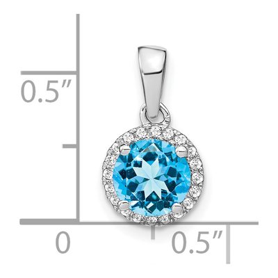 14K White Gold 1/10 ct tw Swiss Blue Topaz & Diamond Halo Pendant – view 3