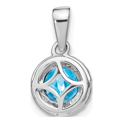 14K White Gold 1/10 ct tw Swiss Blue Topaz & Diamond Halo Pendant – view 4