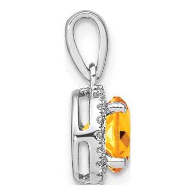 14K White Gold 1/10 ct tw Citrine & Diamond Halo Pendant – view 2