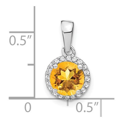 14K White Gold 1/10 ct tw Citrine & Diamond Halo Pendant – view 3