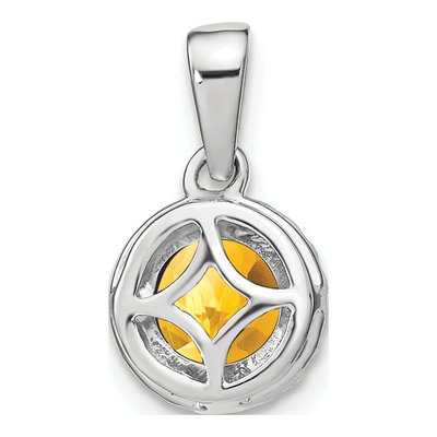 14K White Gold 1/10 ct tw Citrine & Diamond Halo Pendant – view 4