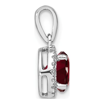 14K White Gold 1/10 ct tw Garnet & Diamond Halo Pendant – view 3
