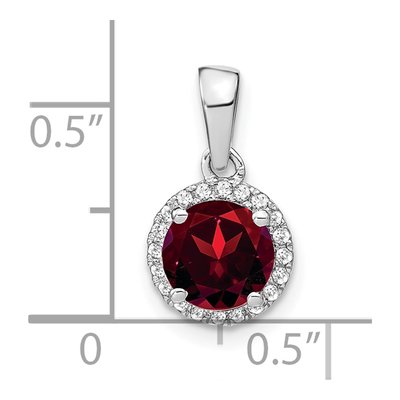14K White Gold 1/10 ct tw Garnet & Diamond Halo Pendant – view 4