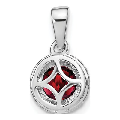 14K White Gold 1/10 ct tw Garnet & Diamond Halo Pendant – view 5