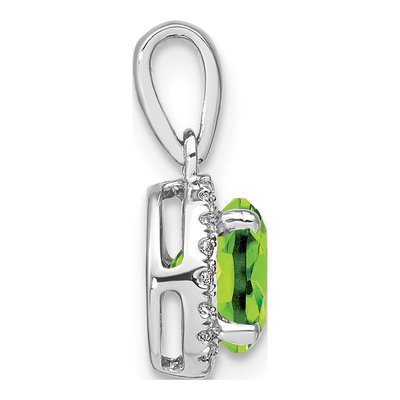 14K White Gold 1/10 ct tw Peridot & Diamond Halo Pendant – view 2