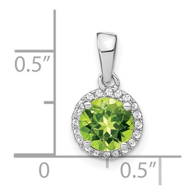 14K White Gold 1/10 ct tw Peridot & Diamond Halo Pendant – view 3