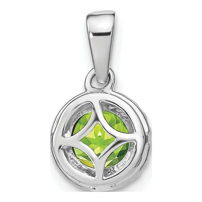 14K White Gold 1/10 ct tw Peridot & Diamond Halo Pendant – view 4