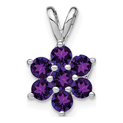 14K White Gold Amethyst Floral Pendant