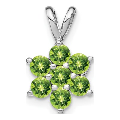 14K White Gold Peridot Floral Pendant