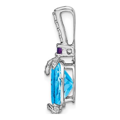 14K White Gold 1/8 ct tw Swiss Blue Topaz & Amethyst Oval Pendant – view 2